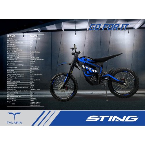 TALARIA Sting TL4000 R L1e 60v 45Ah NEW Model  Street Legal